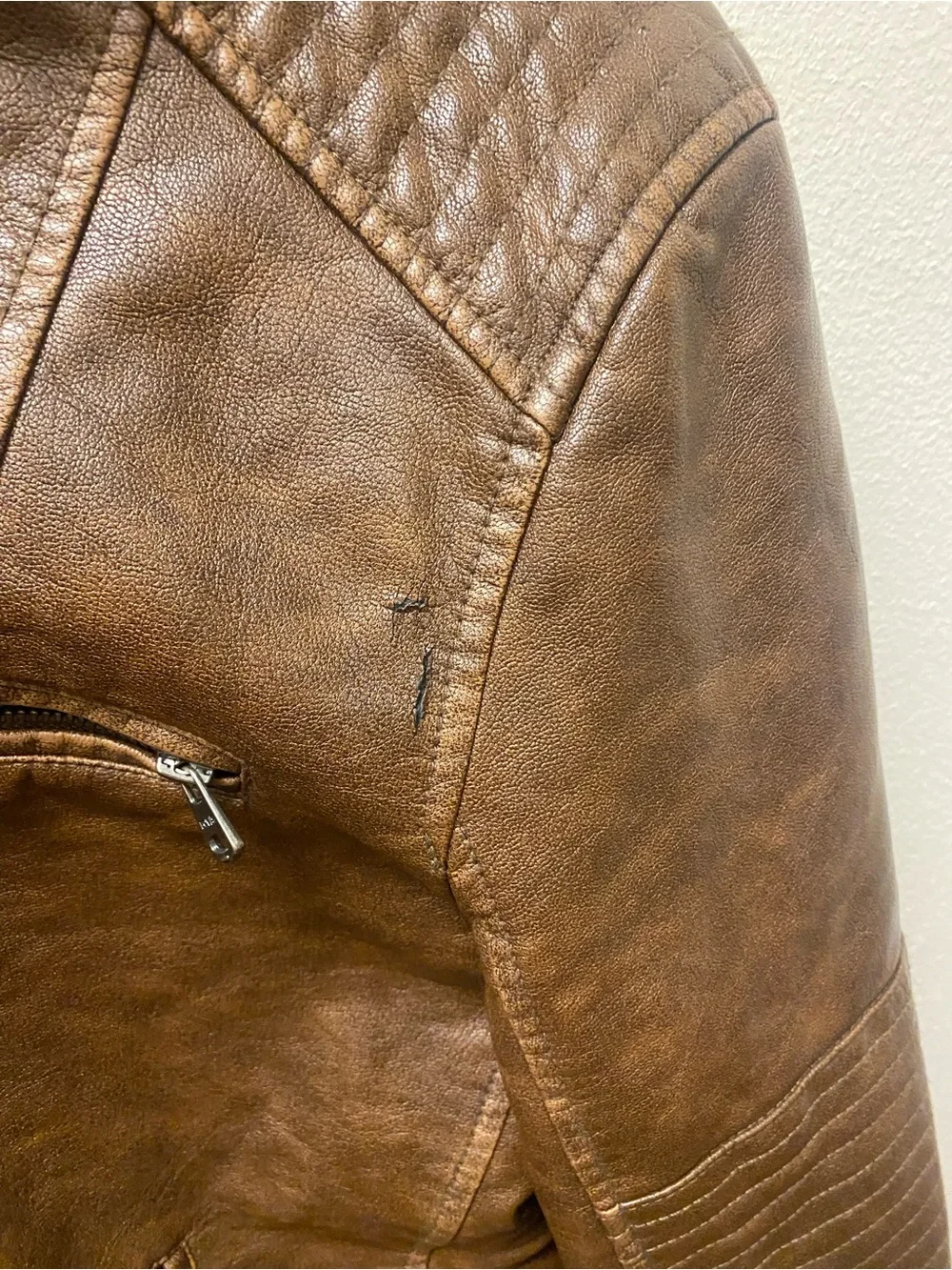 Levi’s Brown Quilted Faux Leather Jacket with Hood - Picture 5 of 9